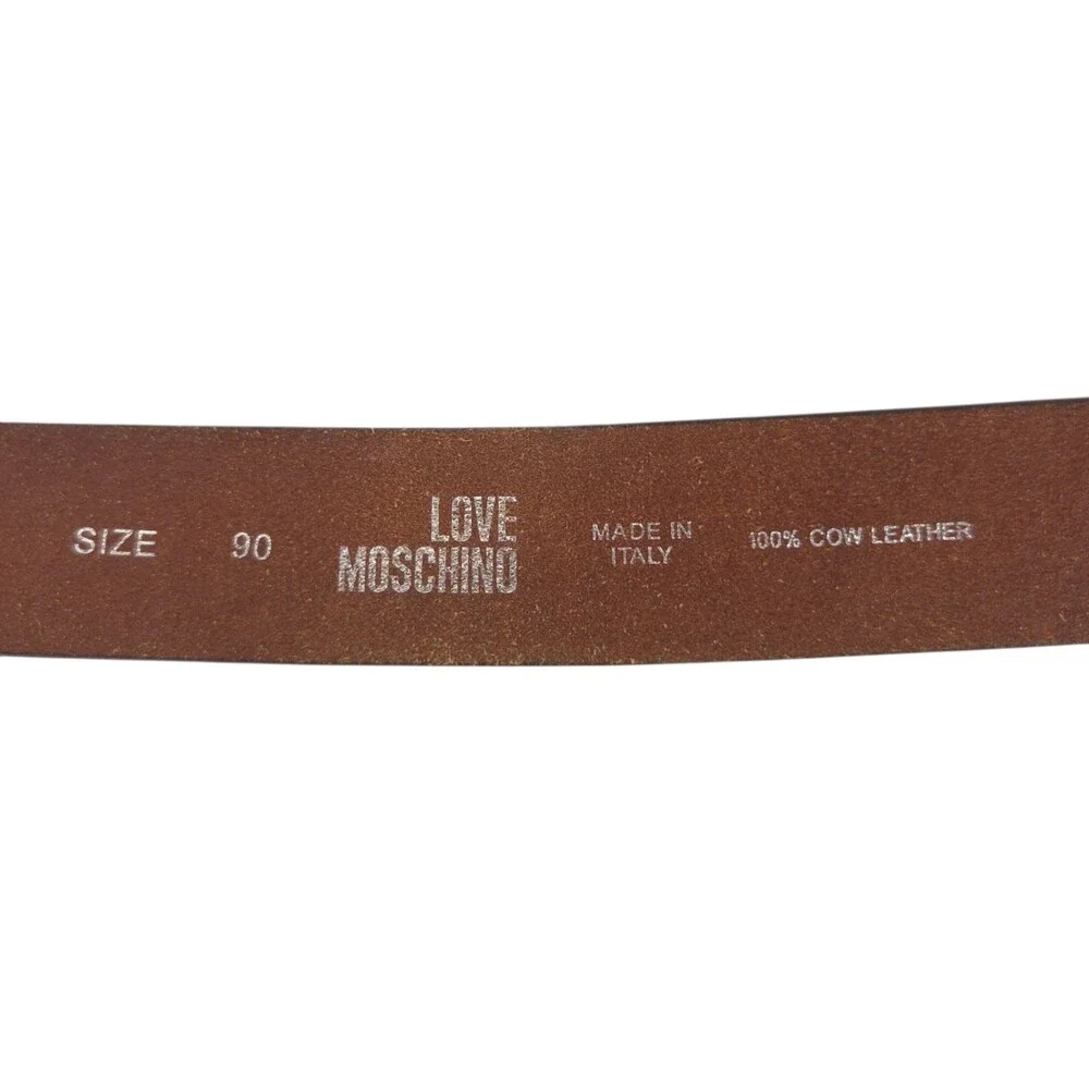 Love Moschino Heart Buckle Belt US L EU 90 Womens Silver Metallic $230